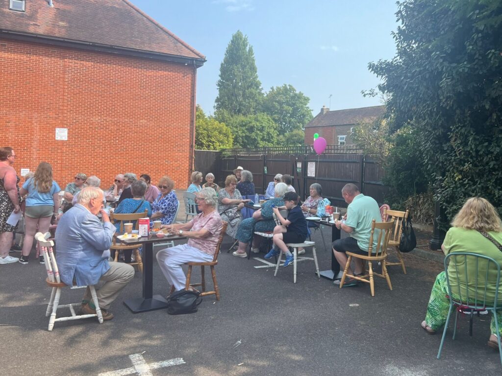 The Burnham community enjoying Kare Plus Windsor's fundraising afternoon tea